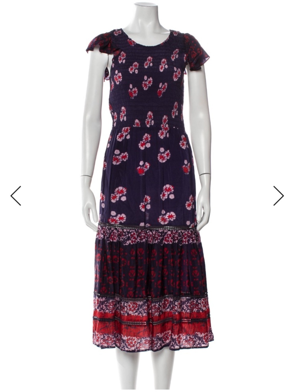 Sea New York Purple Floral Ruched‎ Midi Maxi Dress Womens Size 8